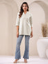 Janasya Women's Off White Cotton Solid A-line Top